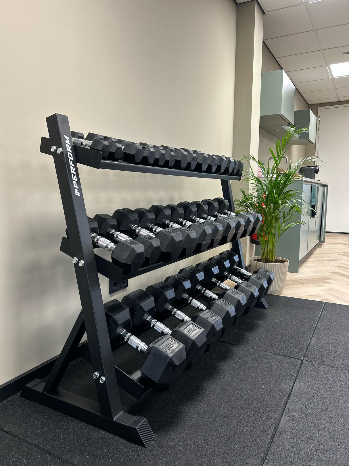 Premium Hexagon Dumbbell Set 2,5 t/m 30 kg met Opslagrack | Perform Fitness