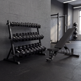 Premium Hexagon Dumbbell Set 2,5–30 kg met Opbergrek & Verstelbare Fitnessbank | Perform Fitness
