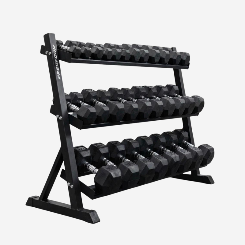 Perform | Premium Hexagon Dumbbells Set 2,5 t/m 30 kg met Opslagrack