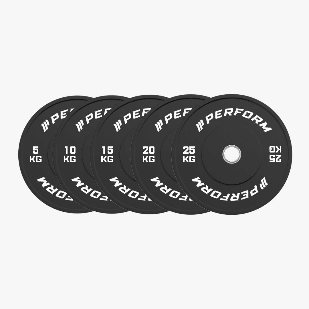 Halterset 150 kg met Olympische Halterstang & Black Bumper Plates